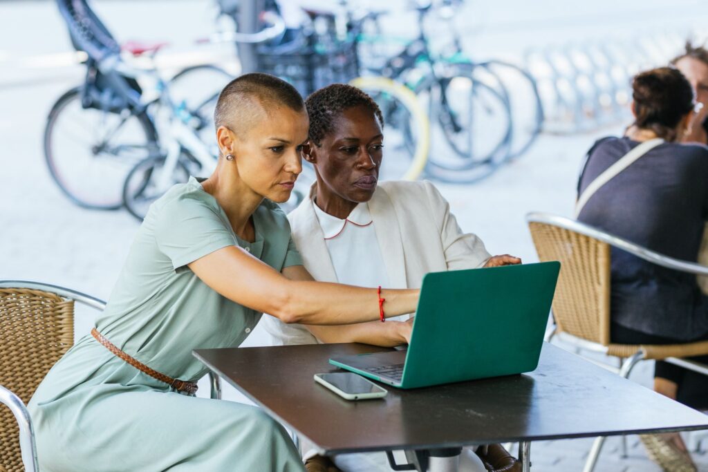 Cyber security two businesswoman